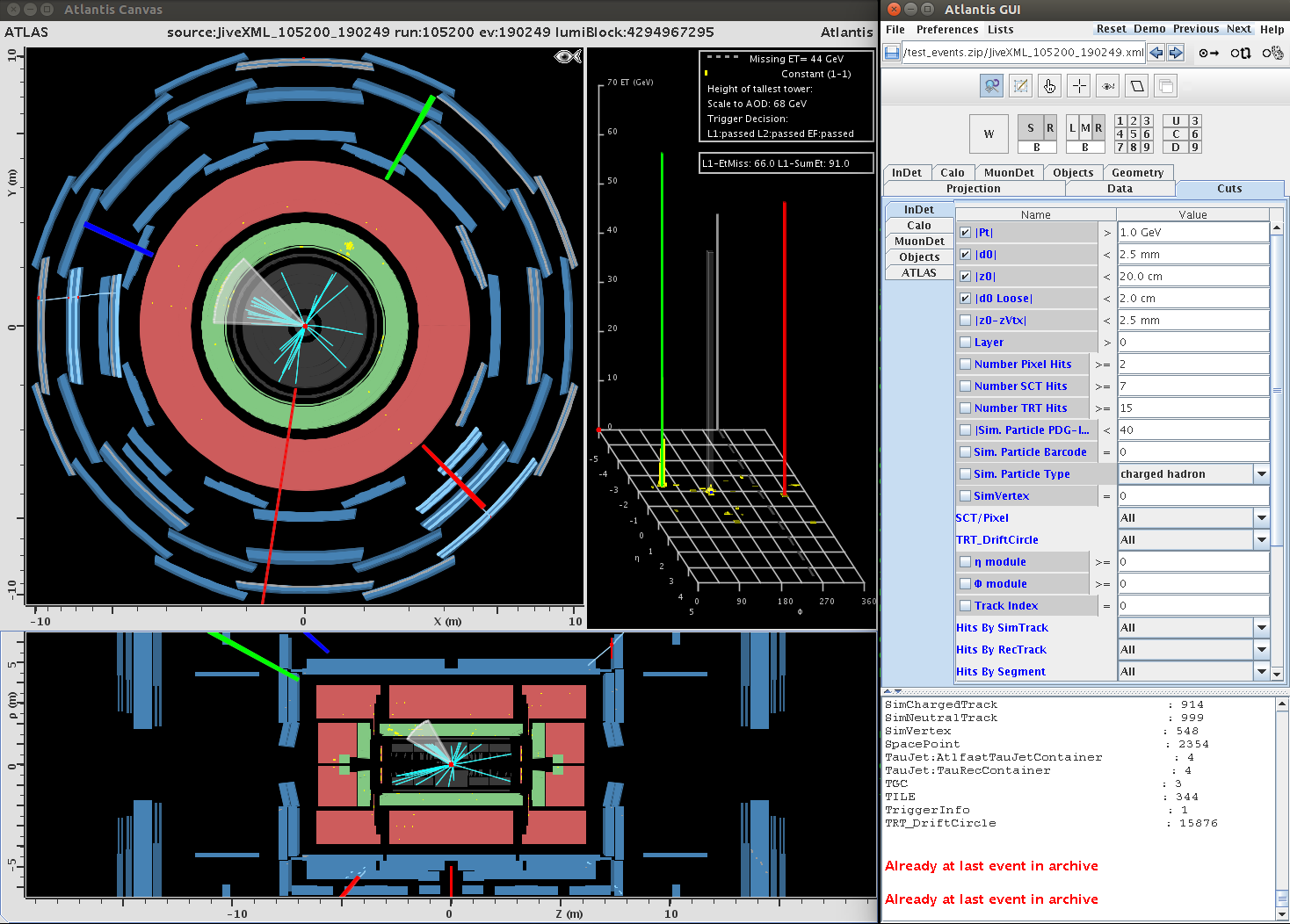 Event display used in CERN masterclass